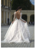 Long Sleeves Beaded Ivory Lace Tulle Luxury Wedding Dress